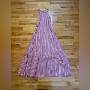 Old Navy Redish and White Striped Maxi Dress